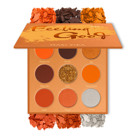 MAKI YIKA Orange Eyeshadow Palette Long Lasting Orange Eye Shadow for Women High Pigmented 9 Colors (#4 Orange)