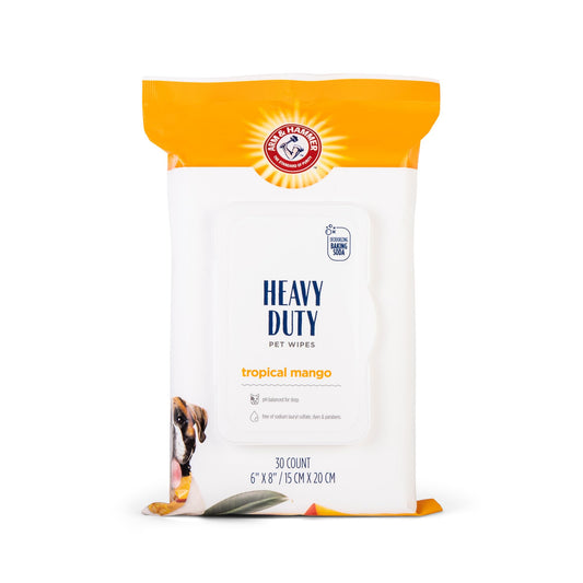 Arm & Hammer for Pets Heavy Duty Multipurpose Bath Wipes for Dogs Travel Size Mango Scent | | 30 Ct Pack of Travel Pet Wipes