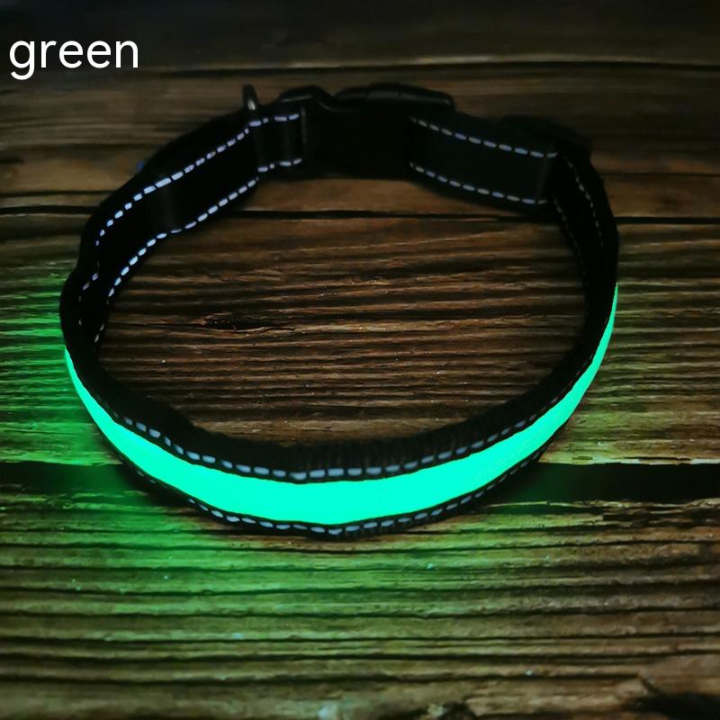 Reflective LED Dog Collar with Leather and Ribbon Design - KittyKat Lane LLC