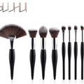  8 pieces - black handled silver tube - tricolor fur