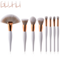  8 pieces - white handle gold tube - gray white hair