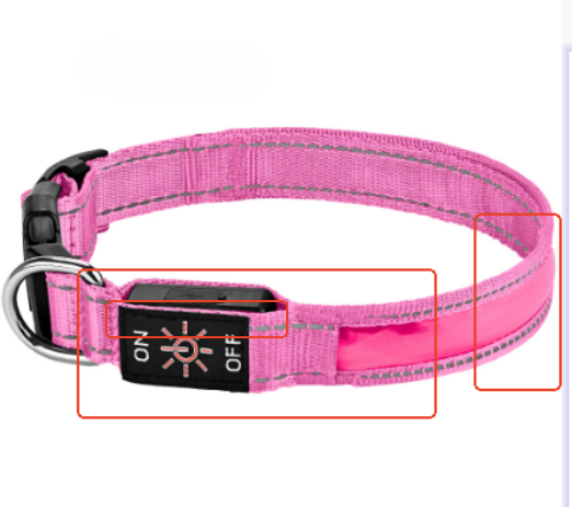 Reflective LED Dog Collar with Leather and Ribbon Design - KittyKat Lane LLC