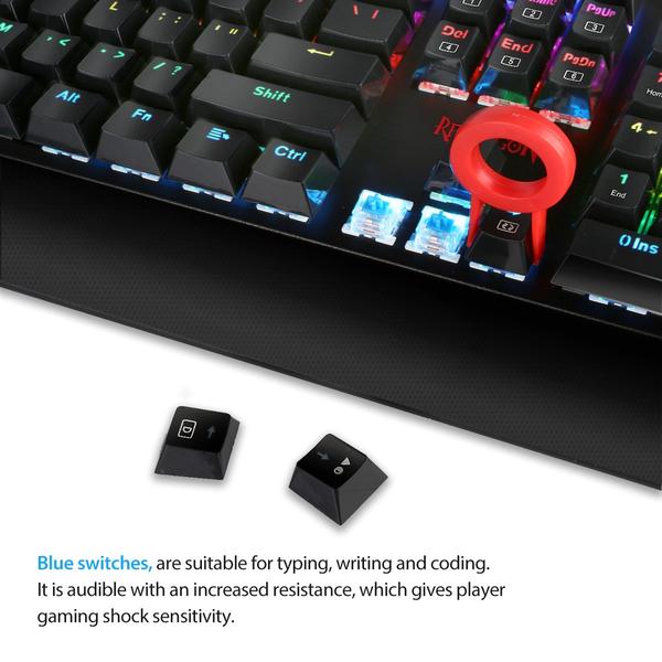 Redragon K557 RGB Mechanical Gaming Keyboard 104 Keys - KittyKat Lane LLC