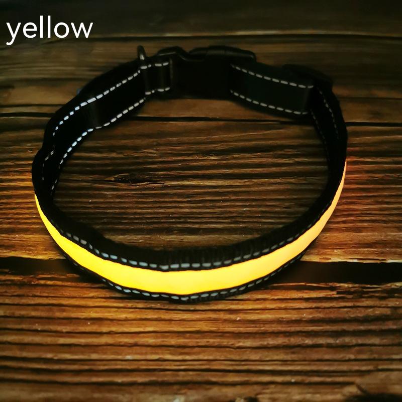 Reflective LED Dog Collar with Leather and Ribbon Design - KittyKat Lane LLC