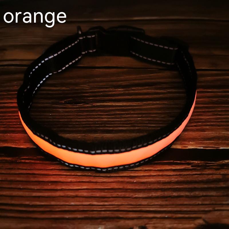 Reflective LED Dog Collar with Leather and Ribbon Design - KittyKat Lane LLC