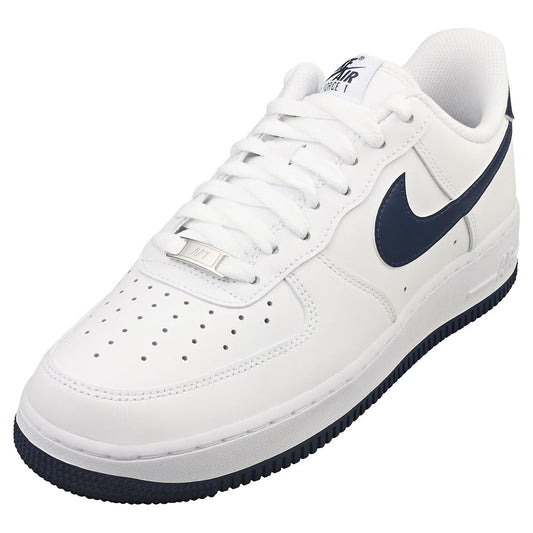 Nike Air Force 1 07 Mens Shoes (FJ4146-104 White/White/Midnight Navy) Size 9.5 - KittyKat Lane LLC
