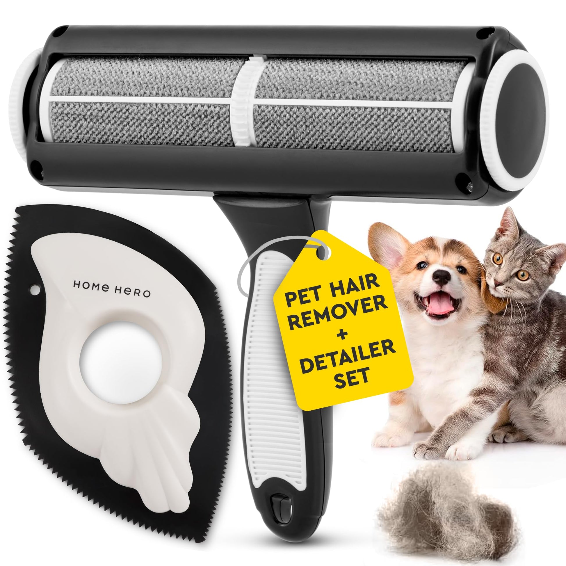 Pet Hair Remover - Reusable Lint Roller - Pet Products Dog Hair Remover for Couch Cat and Dog Hair Remover for Car (2-Pcs)
